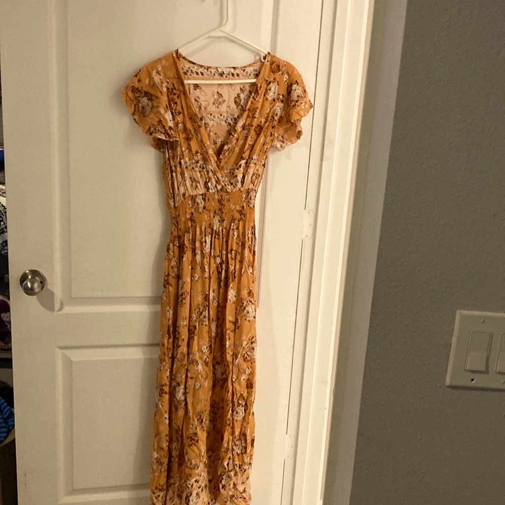 Long v neck dress